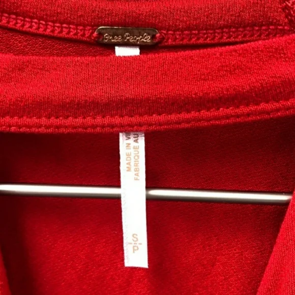 Free People Red Choker Neckline V Opening Knotted Bodice Top size S - Picture 4 of 8